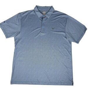 Callaway Polo Mens Large Blue Geometric Print Performance Golf Shirt